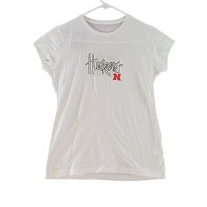 Nebraska Huskers Womens White Sequin T-shirt Sz M